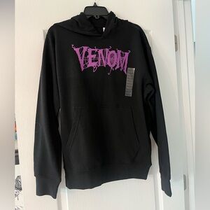 NWT mens M Marvel black and purple Venom hoodie sweatshirt
